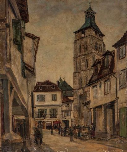 Pierre FARGE (1878-1941) Rue de Paris huile sur toile signée
74x61cm