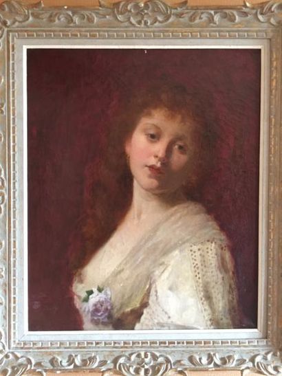 null Edouard SAIN, portrait de femme, huile sur toile signée en bas à gauche