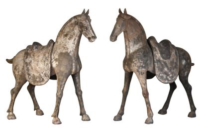 PAIRE DE CHEVAUX - PAIR OF HORSES Chine,...