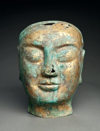 null MASQUE FUNÉRAIRE - FUNERARY MASK Chine, Dynastie Liao (916 - 112) - China, Liao...