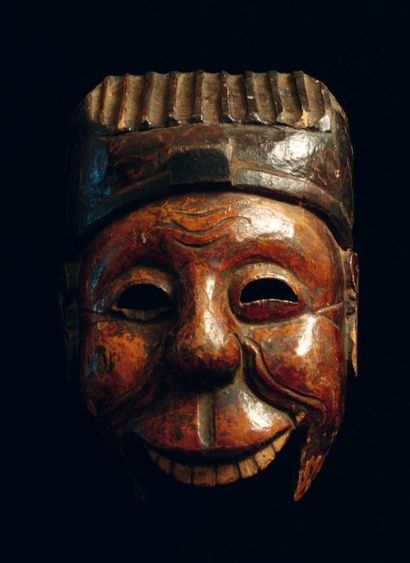 null MASK OF TUDIGONG (OLD MAN ASSOCIATED WITH SUN), DIEU DU SOL* SW China, Qing...