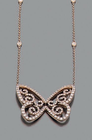 MESSIKA COLLIER «papillon» en or rose (750 millièmes), modèle «Butterfly Garden»,...