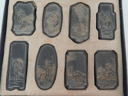 null Recueil de pains d'encre représentant, les huit immortels (Wang Jinsheng) XIXème...