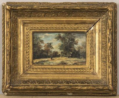 ECOLE FRANCAISE DU XIXème siècle 
Paysage de forêt
Huile sur toile dans un encadrement...