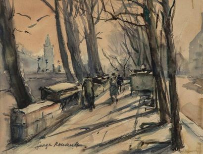 Georges-Dominique ROUAULT (1904-2002) 
Quai des bouquinistes, Paris 
Aquarelle sur...