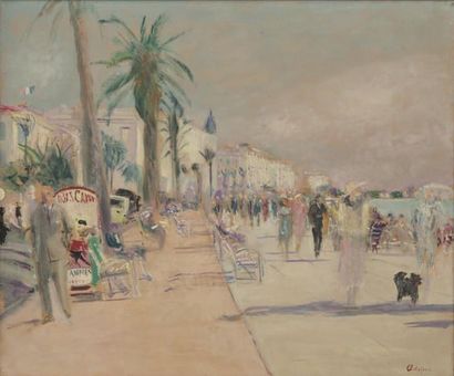 Lucien ADRION (1889-1953) 
La croisette à Cannes
Huile sur toile signée en bas à...