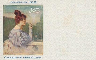 null COLLECTION JOB. 1 c.p.i. Calendrier 1900. C. Léandre. Coll. Job, carte toilée,...