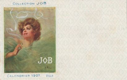 null COLLECTION JOB. 1 c.p.i. Calendrier 1907. Villa. Coll. Job, carte toilée, dos...