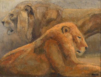 null Jean-Lucien GRAVES (1897- ?)

"Deux Lions"

Huile sur toile, signée en bas à...