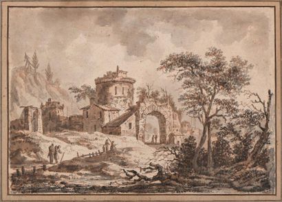 null ECOLE FRANCAISE du XVIIIe siècle

"Paysage de campagne aux ruines avec couple...