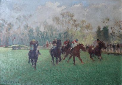 null Louis-Ferdinand MALESPINA (1874-1940)

"Aux courses"

Huile sur toile, signée...