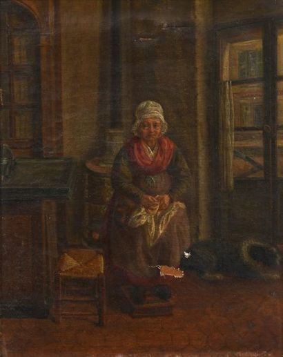 null Ecole française, vers 1850

"La cuisinière"

Huile sur toile

27 x 22 cm (a...