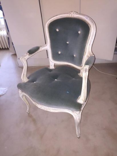 null fauteuil cabriolet en bois laqué blanc style Louis XV, moderne