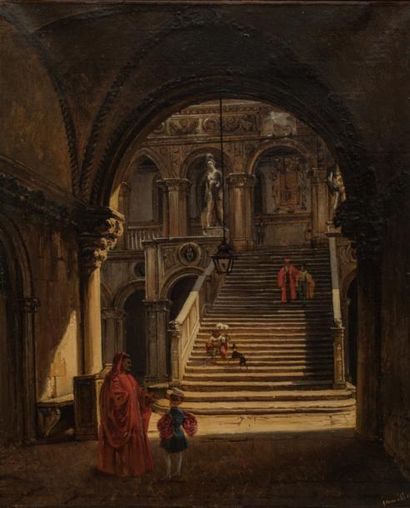null Antoine Victor JOINVILLE (1801 - 1849) 

" Venise, le grand escalier du Palais...