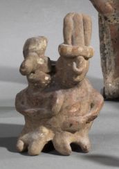 null Petit vase formant un couple Terre cuite polychrome.
Culture Nayarit, Mexique,...
