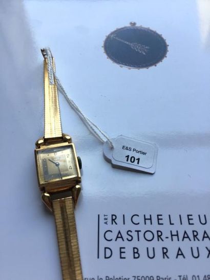 GRANA 
Montre-bracelet de dame, en or jaune 750 millièmes, la montre de forme carrée,...