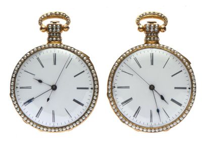 null RARE PAIRE DE MONTRES DE POCHE, dites «miroir» pour le «marché chinois», en...