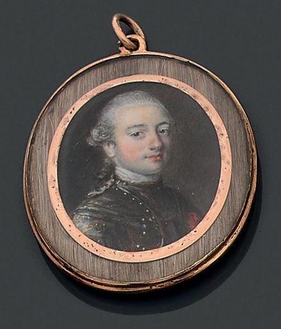 François DUMONT (1751-1831) 
Portrait d'un gentilhomme en cuirasse vers la droite
Miniature...