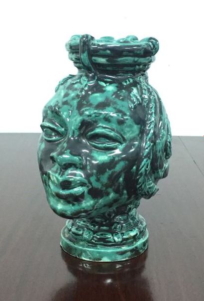 null Vase africaniste en céramique verte
H18cm