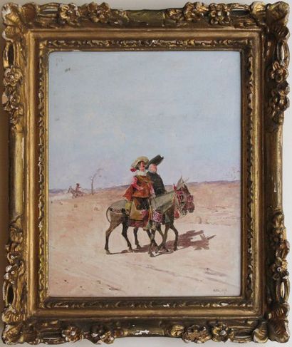 Enrique ATALAYA (1851-1914) Don Quichotte et Sancho Pansa
Huile sur panneau, signée...