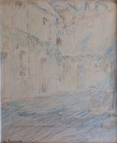 Henri LE SIDANER (1862-1939) La maison du peintre à Gerberoy, vers 1930
Dessin aux...