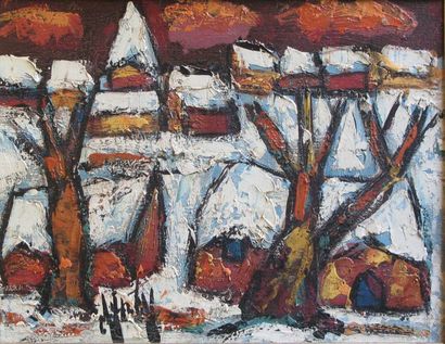 Maurice-Henry d'ANTY (1910-1998) Village sous la neige
Huile sur toile, signée en...