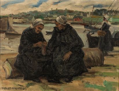 Emmy LEUZE-HIRSCHFELD (1884-1973) Les bretonnes huile sur toile signée en bas à gauche,...