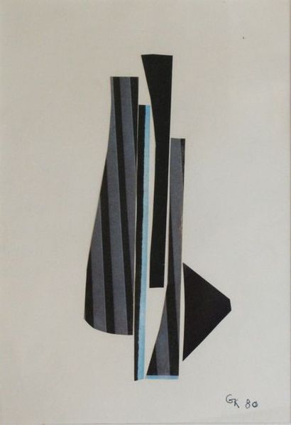 GUITOU KNOOP (1909-1985) Composition
Collage sur papier, monogrammé et daté 80 en...