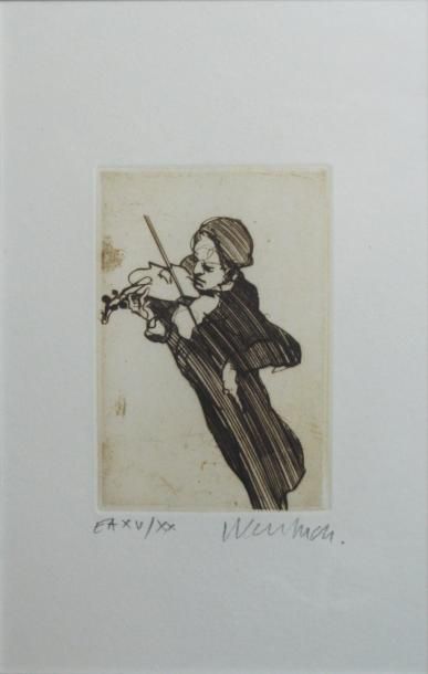 null Claude WEISBUCH (1927-2014)

Le violoniste 

Gravure, signée en bas à droite,...