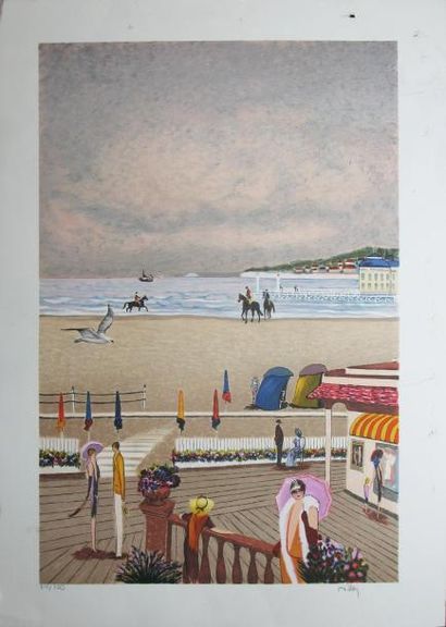 null Ramon DILLEY (1932) 

Les Planches à Deauville

Lithographie en couleurs, signée...