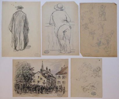 null Paul RENOUARD (1845-1924) 

Ensemble de 5 dessins 

Sujets divers

Mine de plomb,...