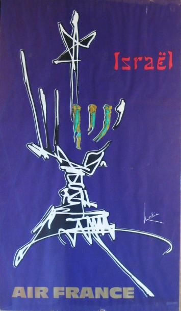 null Georges MATHIEU (1921-2012) 

Israël

Affiche, reproduction lithographique Air...