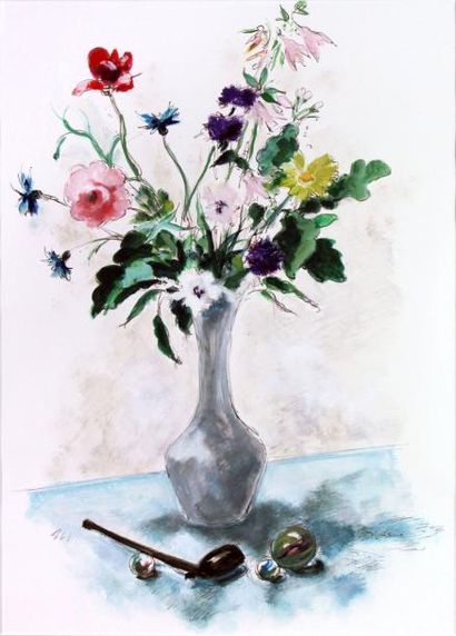 null André DIGNIMONT (1891-1965) 

Bouquet de fleurs

Encre et aquarelle, signé en...
