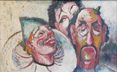 null Roland BERTHON (1909-1990) 

Les trois clowns

Huile sur panneau, signée au...