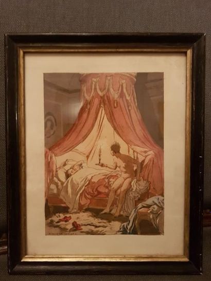 null Auguste LEROUX (1871-1954) "Dans l'intimité d'une chambre à coucher", dessin,...