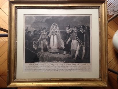 null "Marie Stuart quittant la France pour retourner en Ecosse", gravure. XIXe siècle....