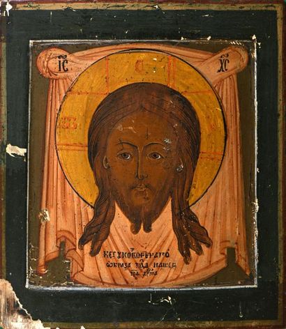 null Ecole russe du XIXe siècle 

"La Sainte Face" 

Icone

26,5 x 22 cm (rayures...