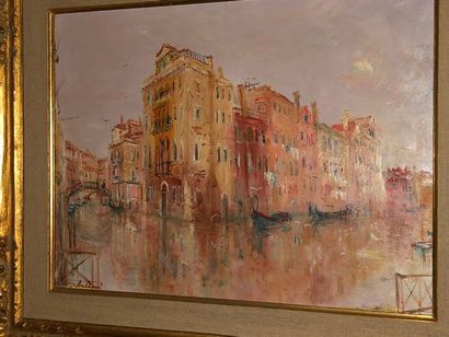 null Serge BELLONI (1925-2005)

"Venise, canal animé"

Huile sur carton, signée en...