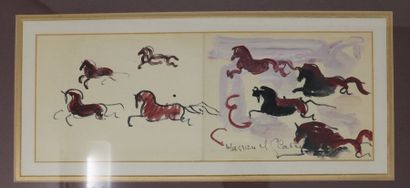 null Hassan EL GLAOUI (né en 1924)

"Chevaux"

Aquarelle signée sur une carte de...