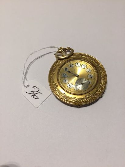 null MONTRE de POCHE en or jaune (750 millièmes) ciselé d’une frise de fleurs et...