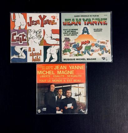 BANDE ORIGINALE DE FILM Lot de 3 x 7'' de BOF de Jean Yanne dont rare « Moi y a en...