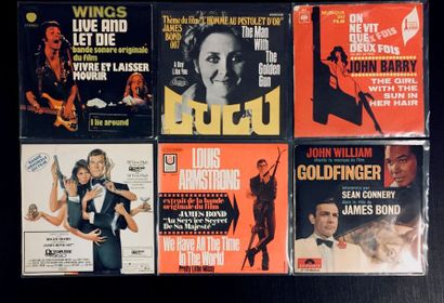 BANDE ORIGINALE DE FILM Lot de 6 disques 7''/EP de BOF spécial James Bond.
VG à EX...