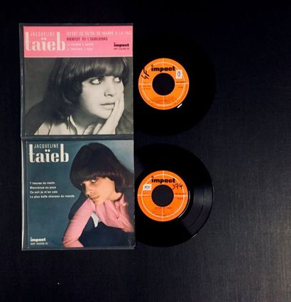 CHANSON FRANCAISE Lot de 2 EP de Jacqueline Taieb.
VG+ à EX VG+ à EX
Set of 2 EPs...