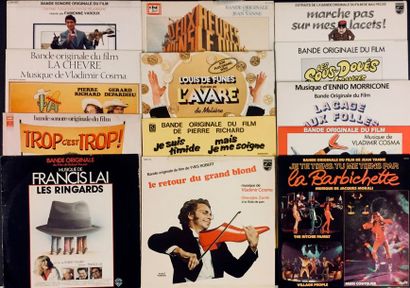 BANDE ORIGINALE DE FILM Lot de 13 disques 33T de BOF comique français.
VG à EX VG...