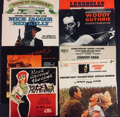 BANDE ORIGINALE DE FILM Lot de 8 disques 33T de BOF de style country, rock'n'roll.
VG...