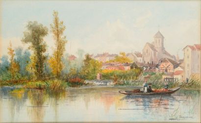 null Louis Étienne TIMMERMANS (Bruxelles, 1846 - Paris, 1910)

Vue de Montigny-sur-Loing

Aquarelle,...