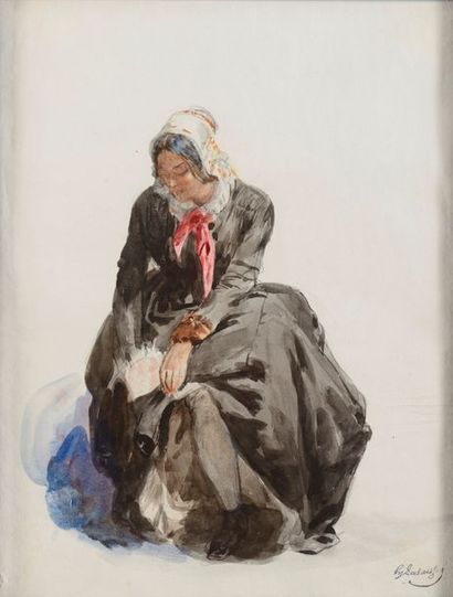 null François-Hippolyte LALAISSE (Nancy, 1810 - 1884)

Jeune Bretonne remettant sa...