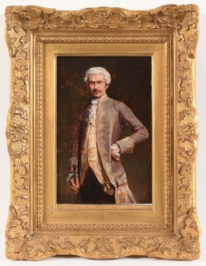 null BADIN Jules 

(1843 – 1919)

«Portrait d’homme en costume du XVIIIe siècle»

Huile...