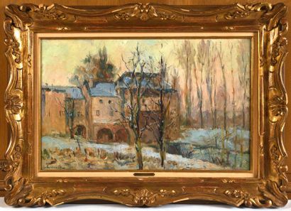 null Albert LEBOURG 

(1849–1928)

«Le Vieux Moulin sous la neige»

Huile sur toile

Signée...
