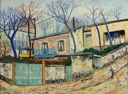 null Élysée MACLET 

(1881–1962)

«Montmartre»

Huile sur carton

Signée en bas à...